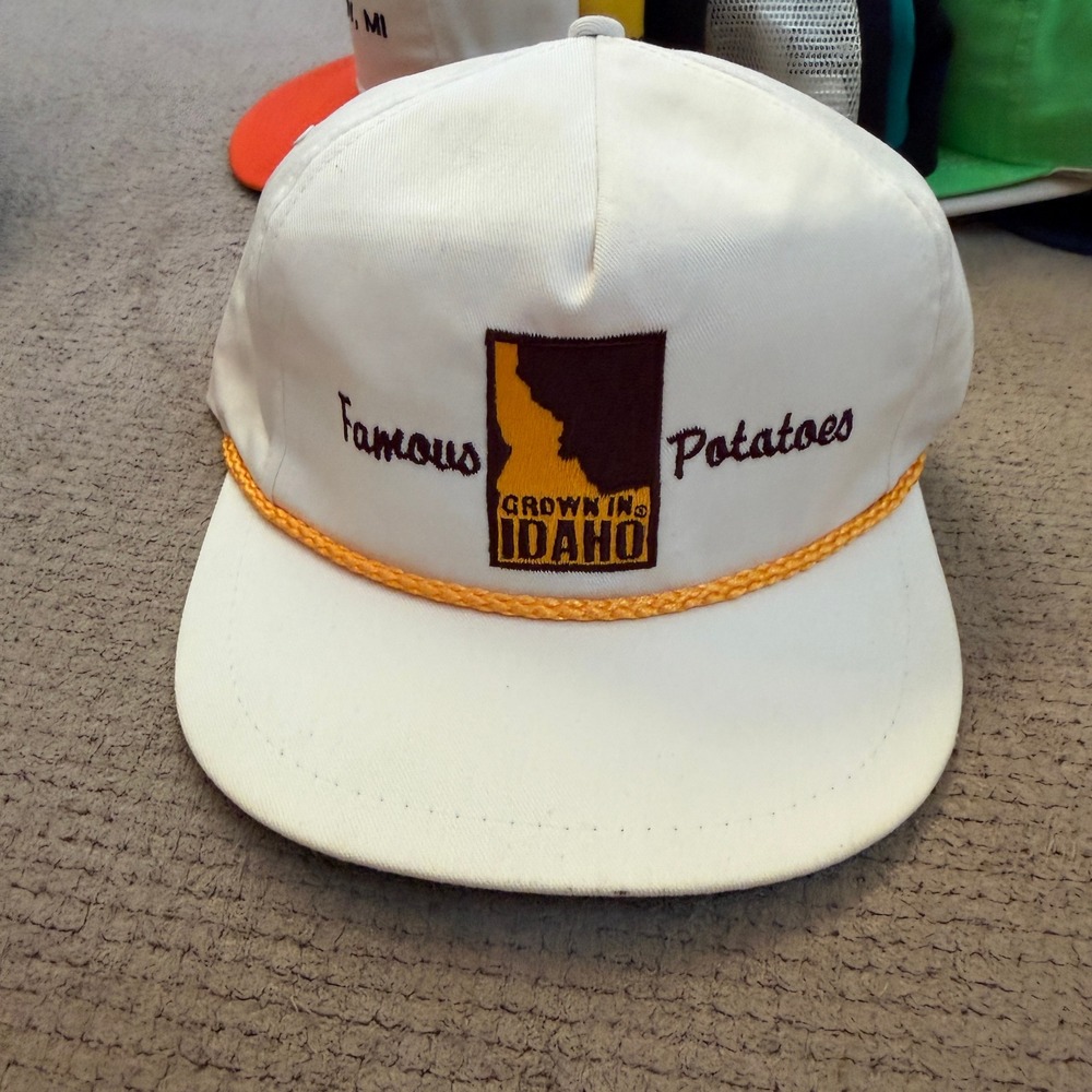 Vintage 1990s Famous Potatoes Grown In Idaho K-Brand Rope Hat White OSFM USA
